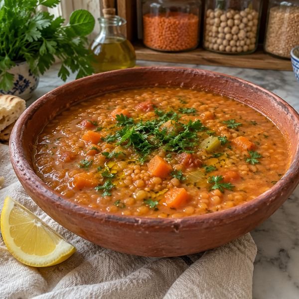 Sopa de lentilha libanesa